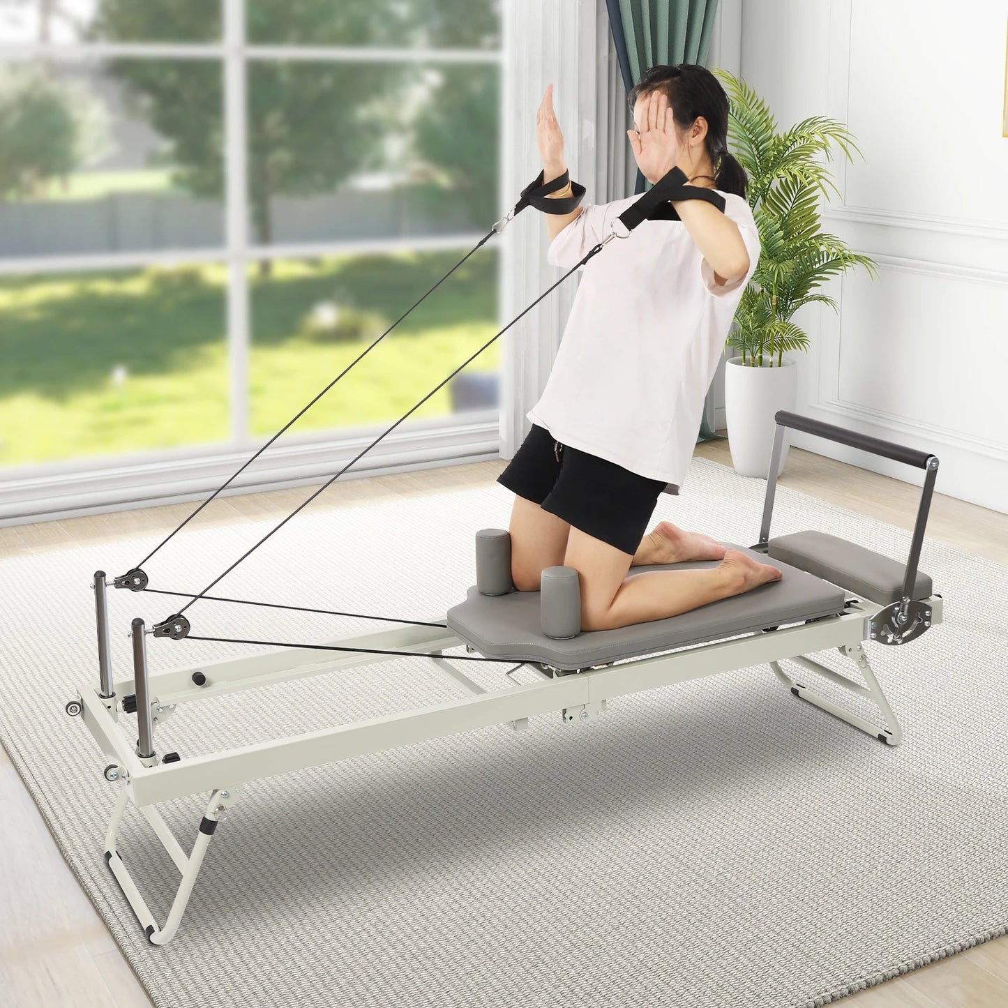 Foldable Pilates Reformer Machine for Multifunctional Yoga and Fitness