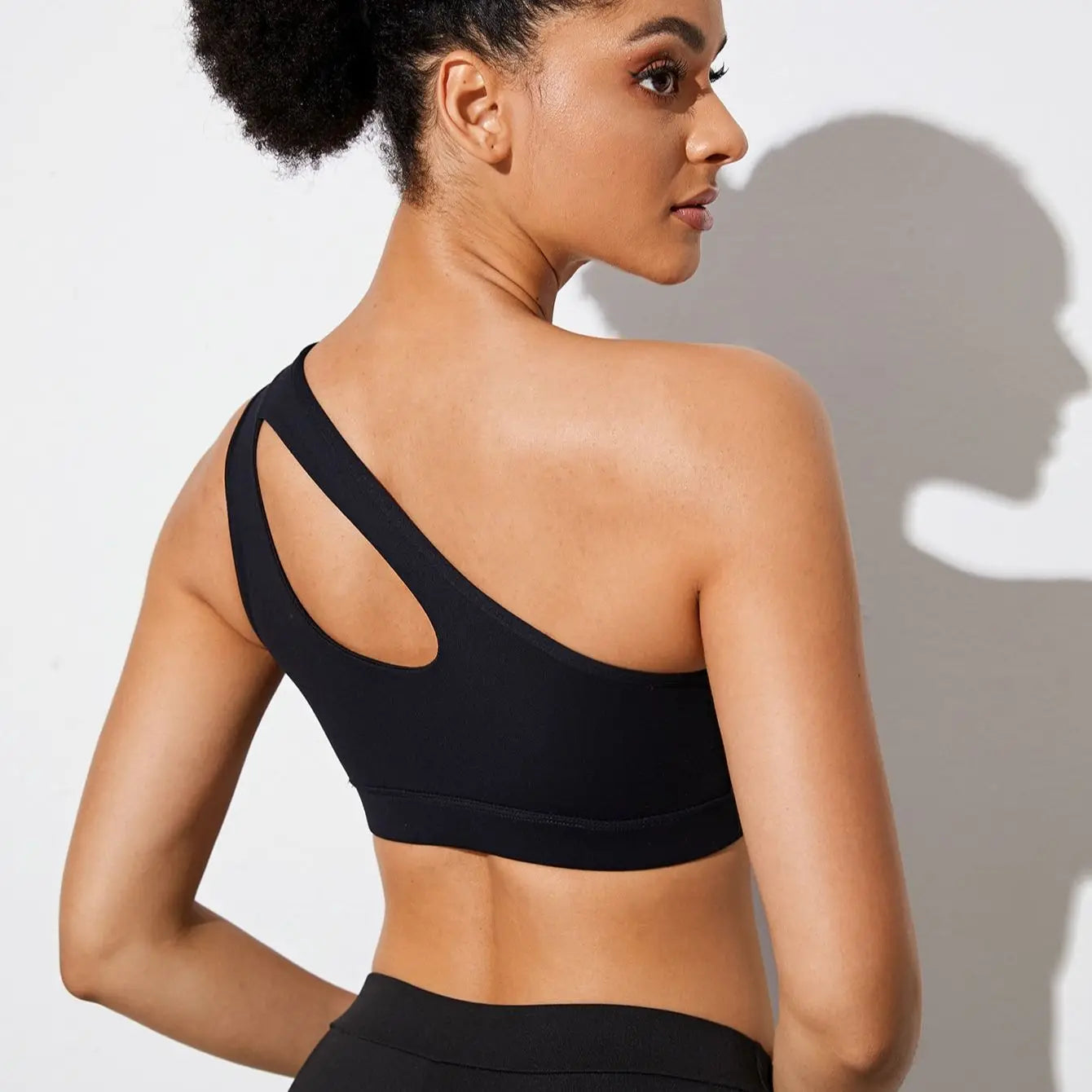 Sports Bra Push Up One Shoulder Shockproof Fitness Yoga