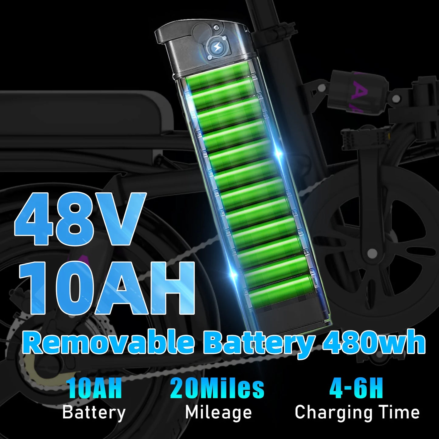 IDOTATA 48V 10Ah Foldable Electric Bike with 400W Motor for Urban Commuters