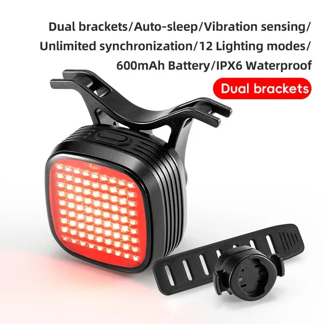 ROCKBROS Bike Rear Light with Sync Brake Sensing 12 Modes