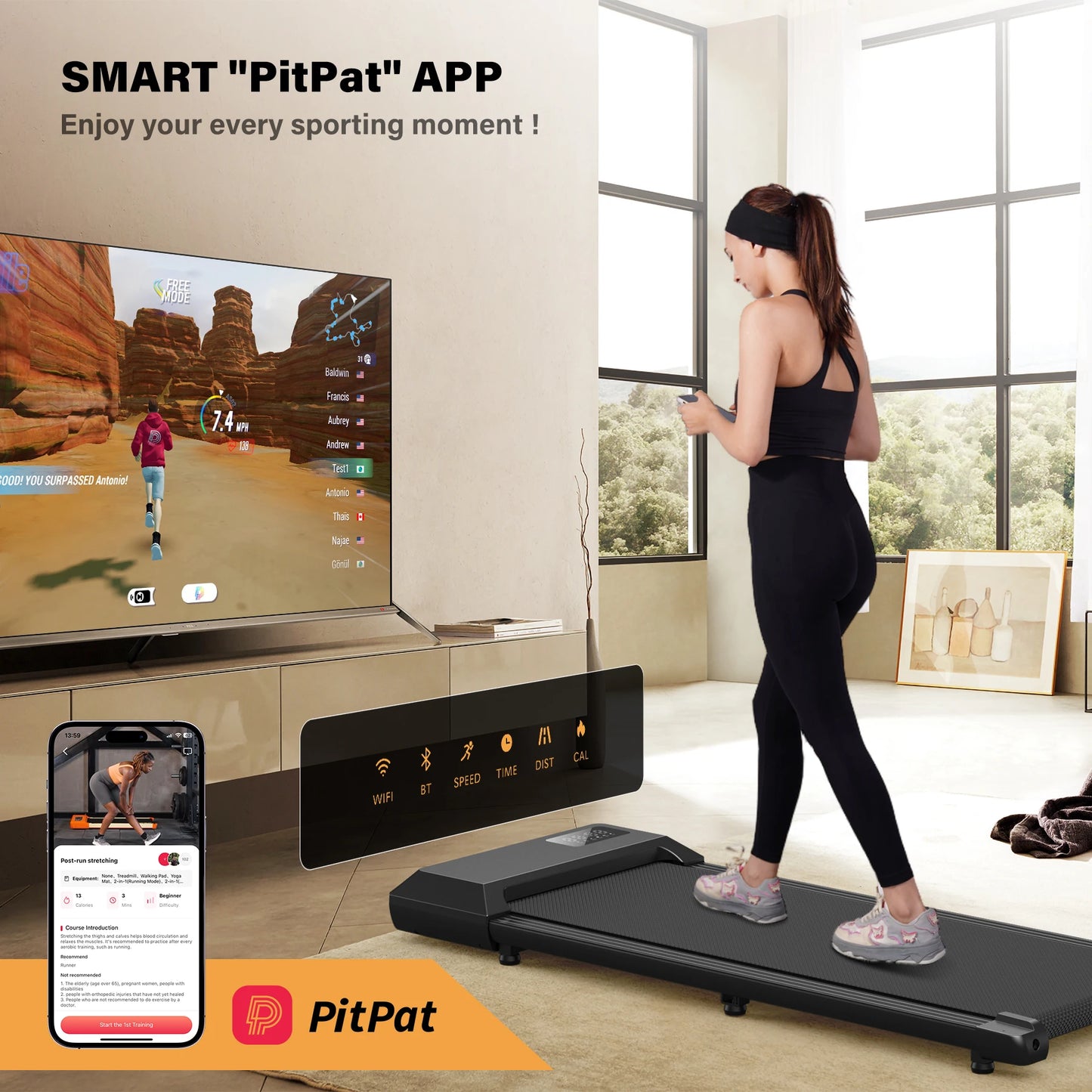 Smart Under Desk Treadmill with APP Remote Control for Home Office Exercise