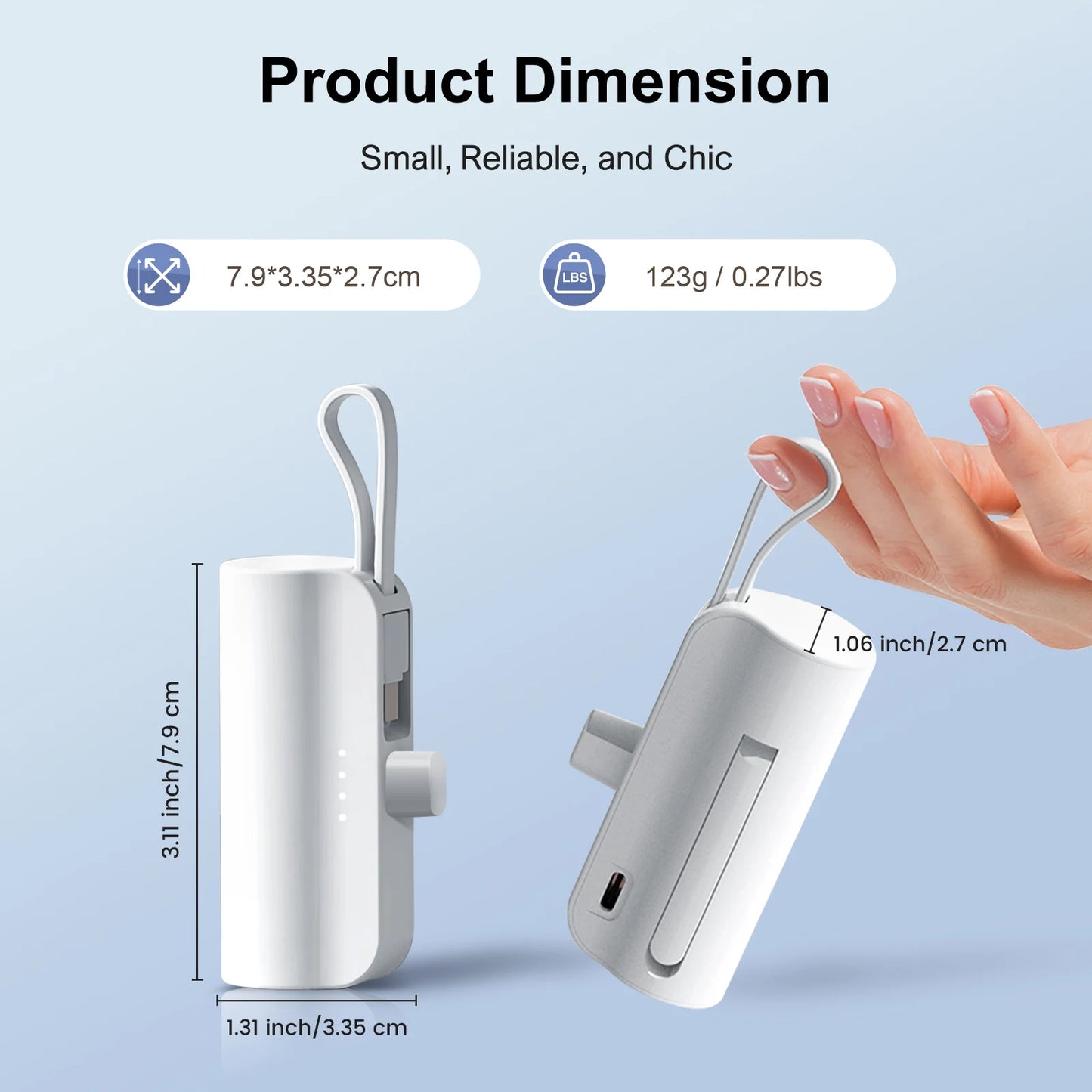 Mini 4500mAh Power Bank Dual USB C Capsule Charger Android