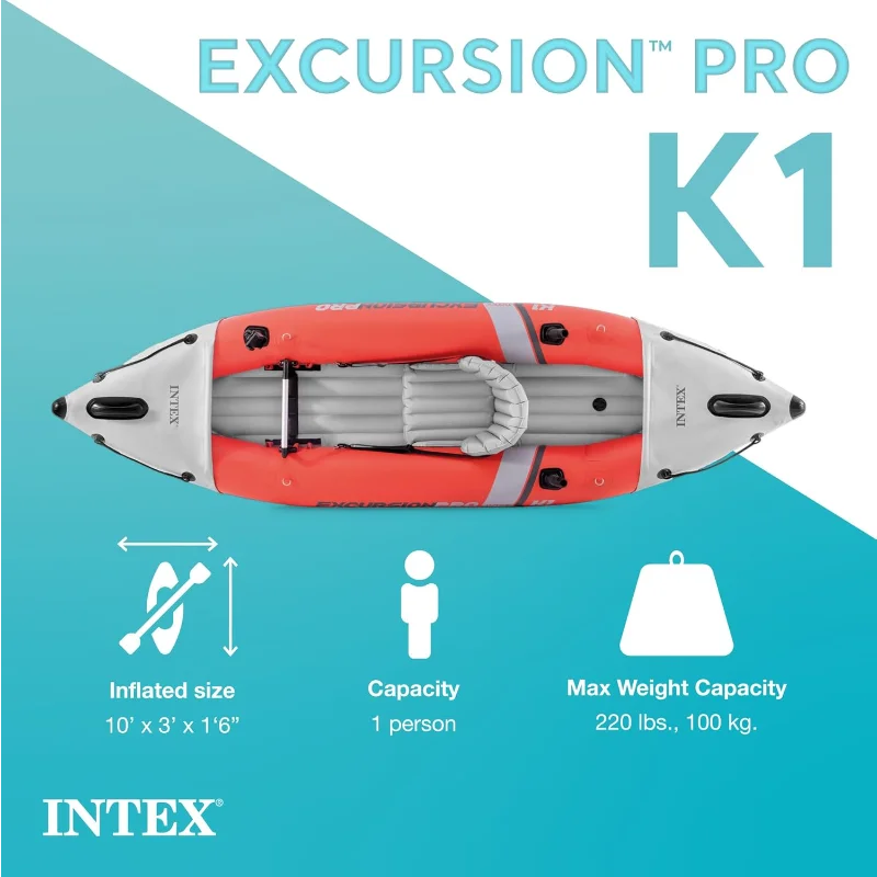 Intex Excursion Pro K1 Inflatable Kayak Set with Paddles and Pump