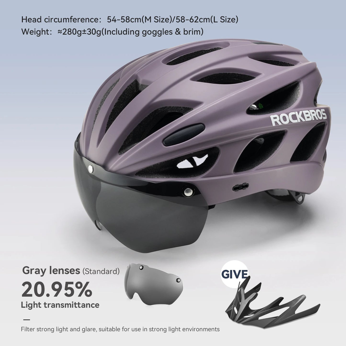 ROCKBROS Cycling Helmet With Goggles Lightweight Integrated MTB Road