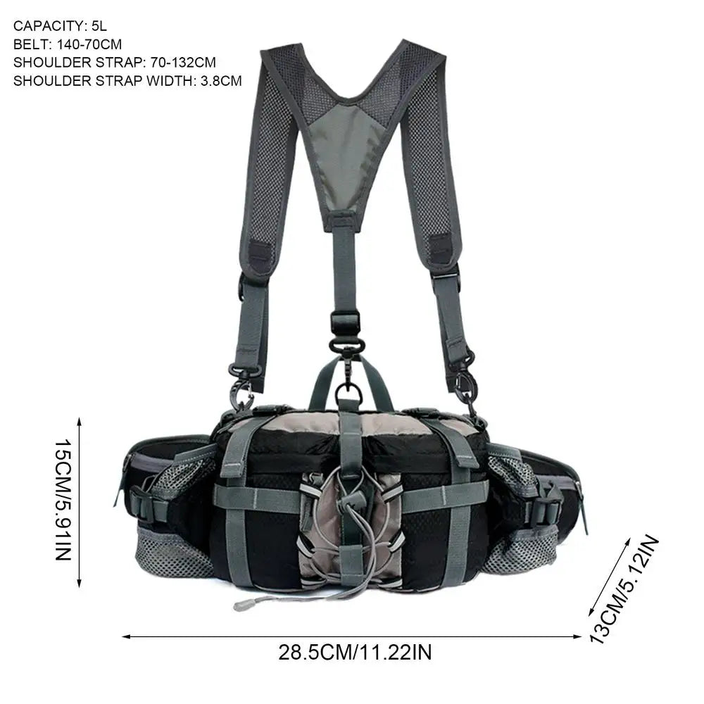 Hiking Waist Bag With 2 Water Bottle Holders Outdoor Waist Pack Waterproof Cycling Backpack Adjustable Strap Sport Storage Bag