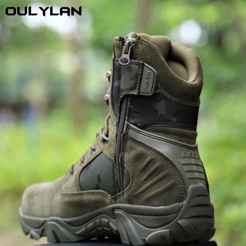 Camouflage Outdoor Men's Safety Boots for Hiking and Combat Training