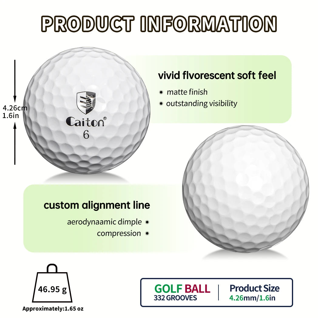 Caiton 100pcs 3 Layer Golf Balls High Performance Long Distance Spin Control
