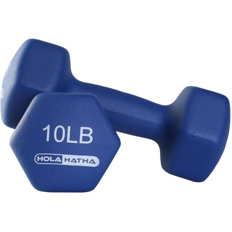 HolaHatha Neoprene Dumbbell Weight Set with Rack for Home Strength Training