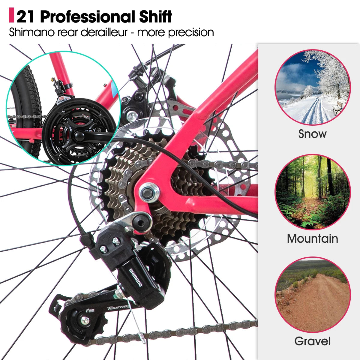 Hiland 26 Inch Womens Mountain Bike with Shimano 21 Speeds and Suspension Fork