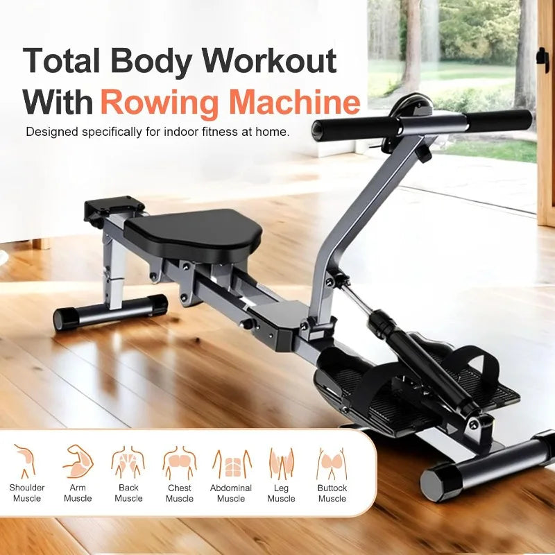 Home Folding Hydraulic Rowing Machine with 12 Levels of Adjustable Resistance
