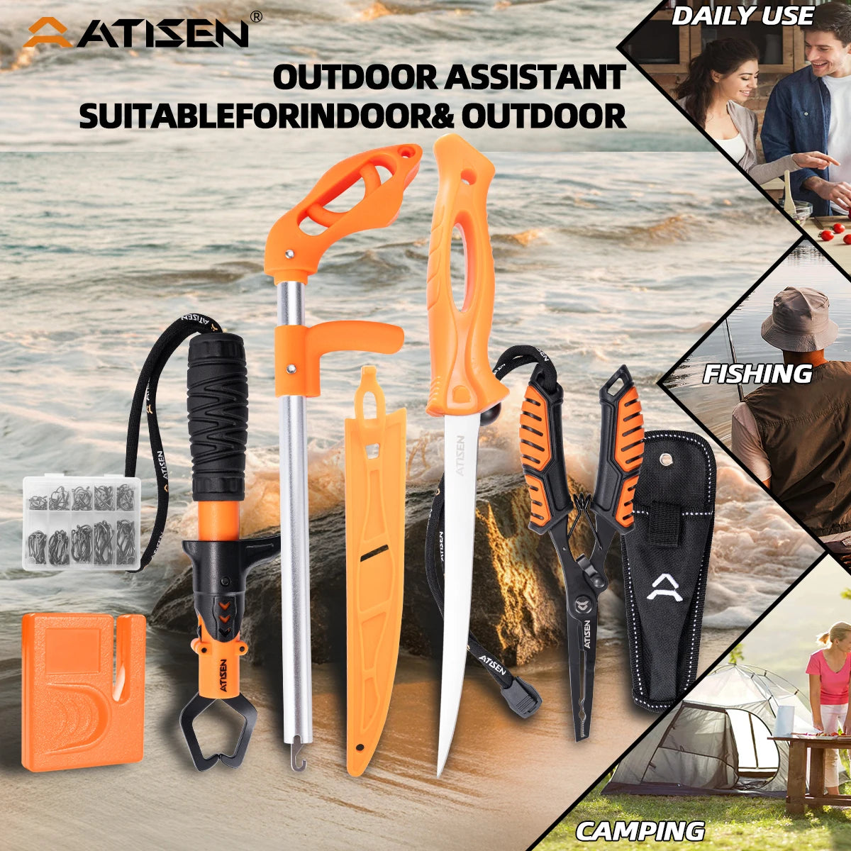 Hign-concerned Stainless Steel Knife Set Fishing Camping