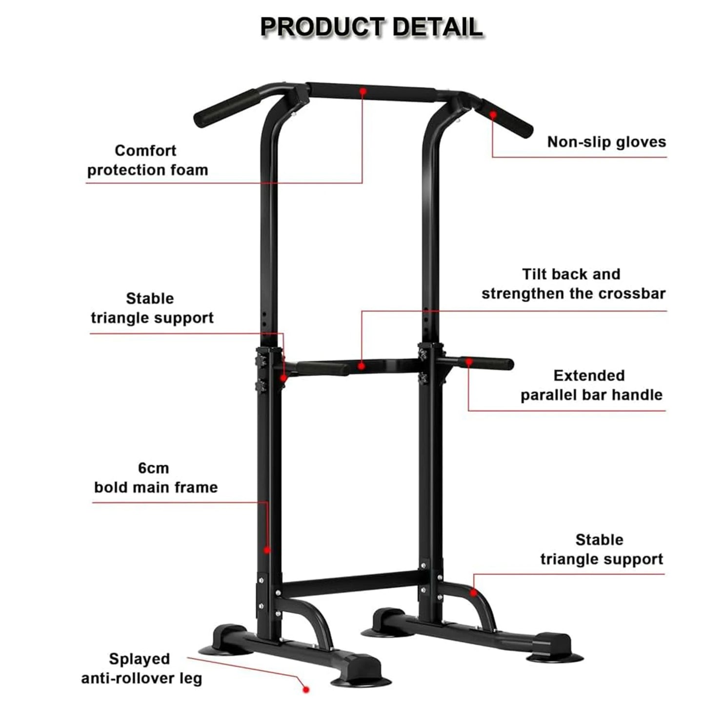 TWISTER.CKH Adjustable Heavy-Duty Power Tower Pull-Up Rack Dip Station Freestanding