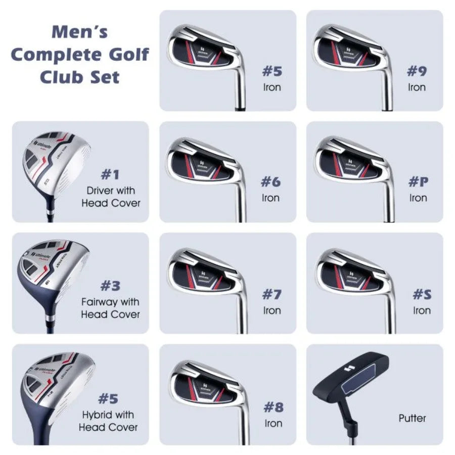 11 Piece Complete Golf Club Set for All Skill Levels and Ages 14 Plus