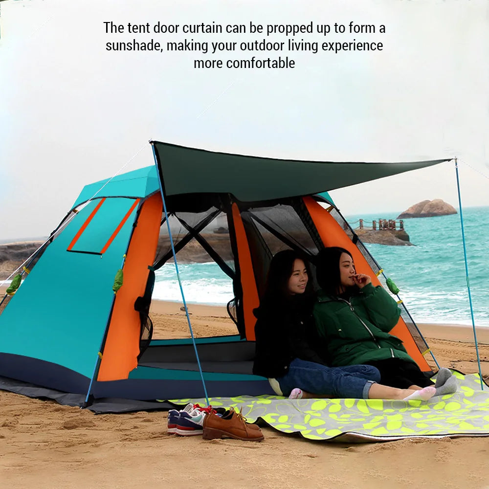 Portable Outdoor Folding Tent for 3-4 Persons Quick Opening and Rain Proof
