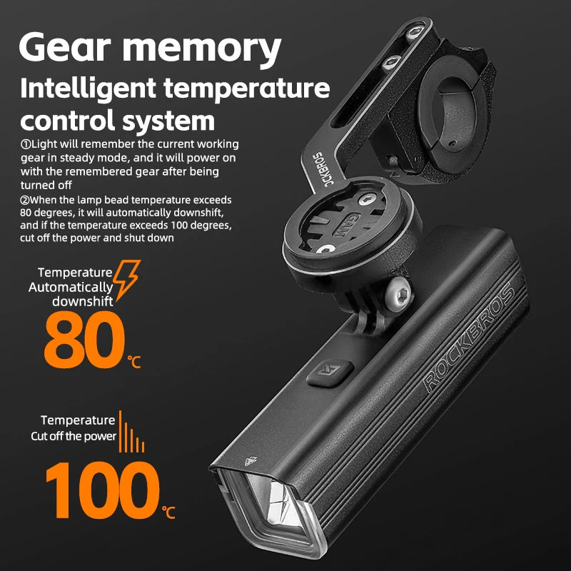 RockBros 1500LM Bicycle Light Aluminum Alloy Type C Charging