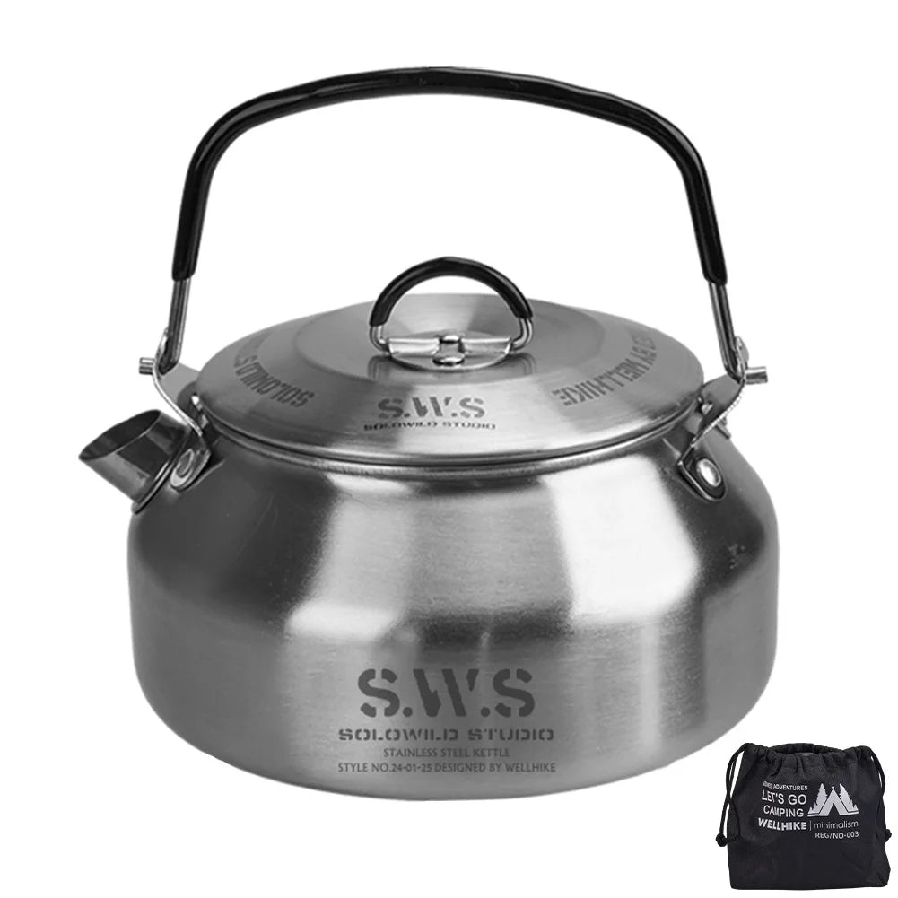 Can Hold Stainless Steel Hiking Kettle For Outdoors