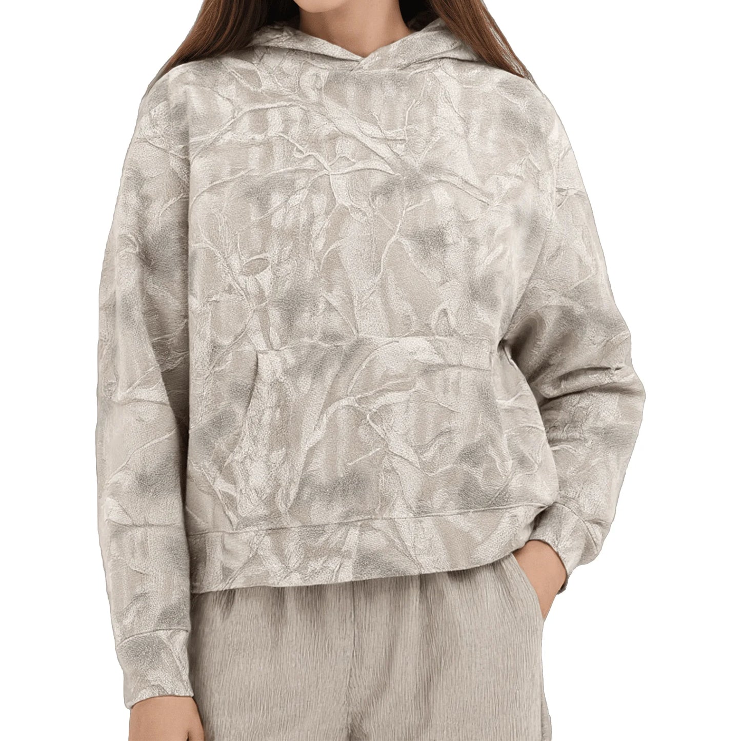 CN Guangdong Oversized Maple Leaf Hoodie for Women Cozy