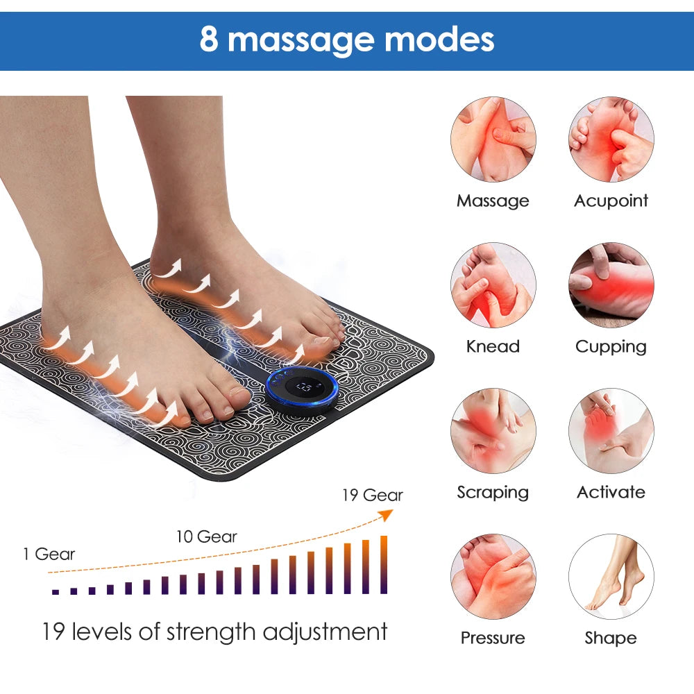 Hailicare Rechargeable Foot Massager Pad EMS Muscle Mat