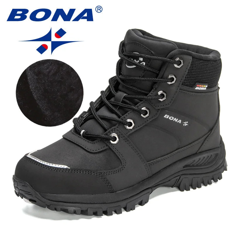 Bona 2023 Women's Winter Snow Boots Nubuck Leather Plush Hiking Sneakers
