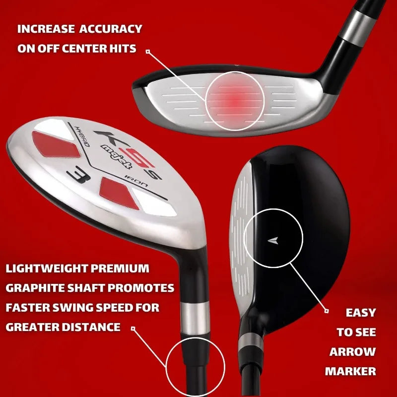 Majek Senior Men's Complete Golf Hybrid Set with Premium Graphite Shafts