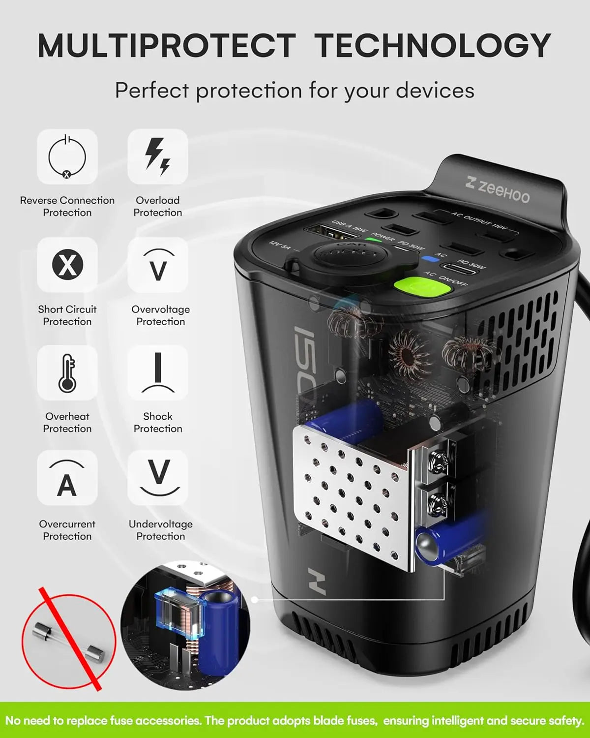 Hign Concerned 150W Car Power Inverter 12VDC To 110V AC