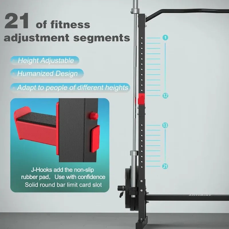 Height Adjustable Power Cage Squat Rack Home Gym Multi-Function Strength Trainer