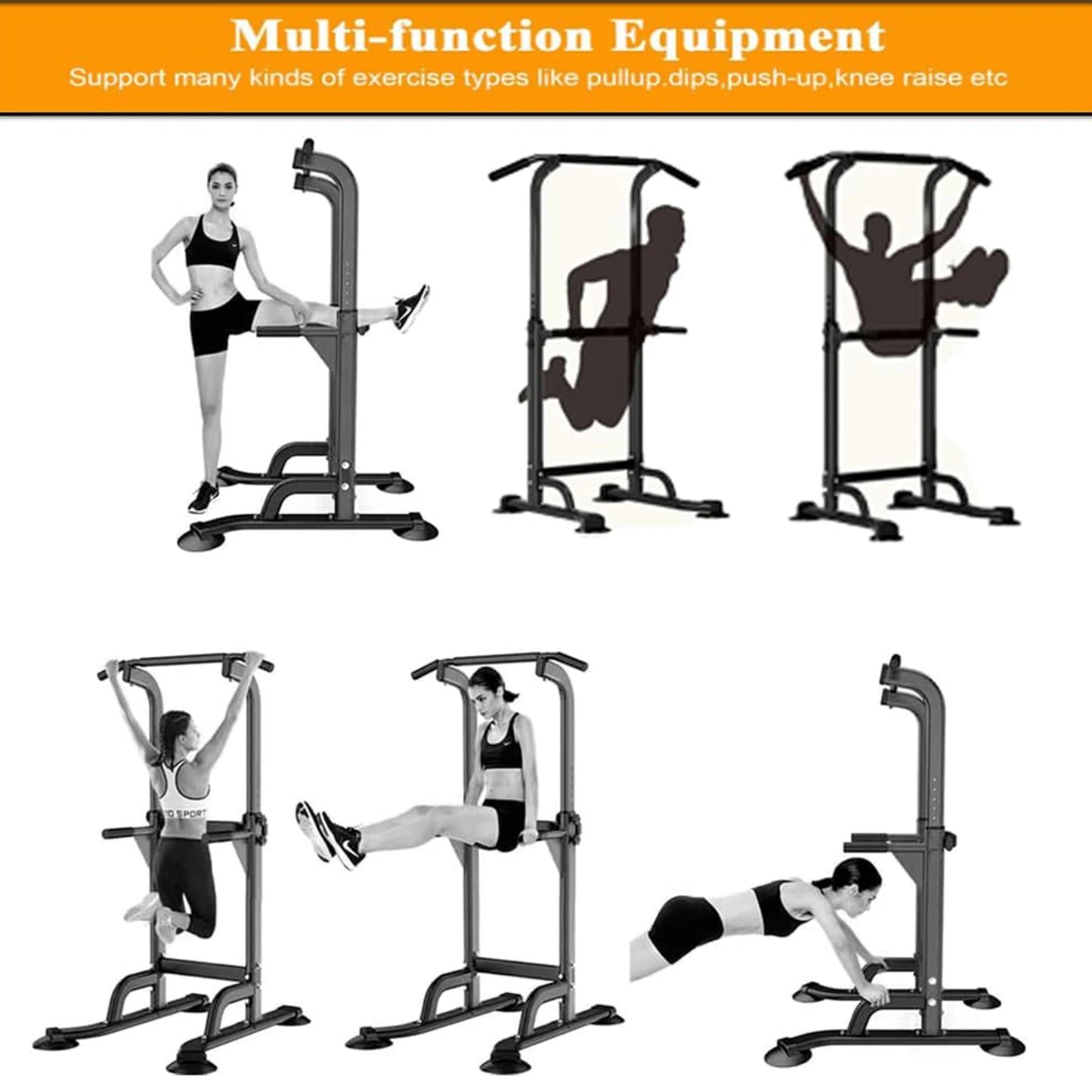 TWISTER.CKH Adjustable Heavy-Duty Power Tower Pull-Up Rack Dip Station Freestanding