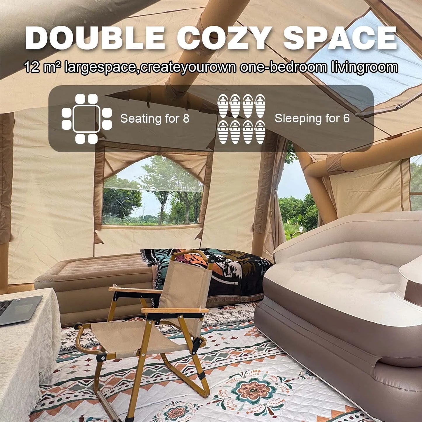 Senleeto Inflatable Cabin Tent 8 To 10 Person Quick Setup