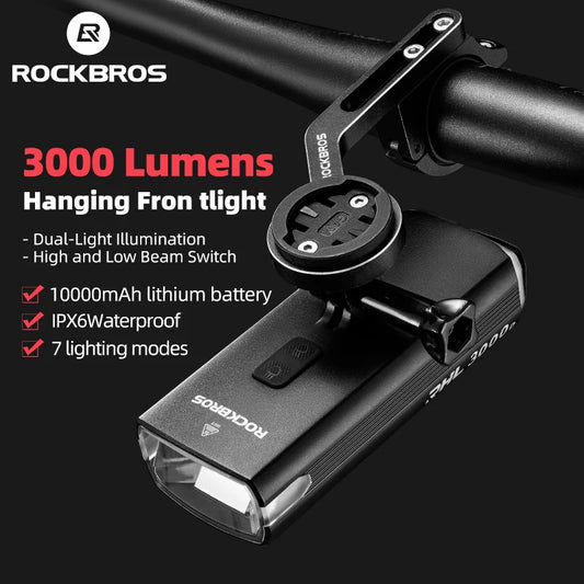 ROCKBROS 3000 Lumen Bike Light 10000mAh Power Bank Aluminum