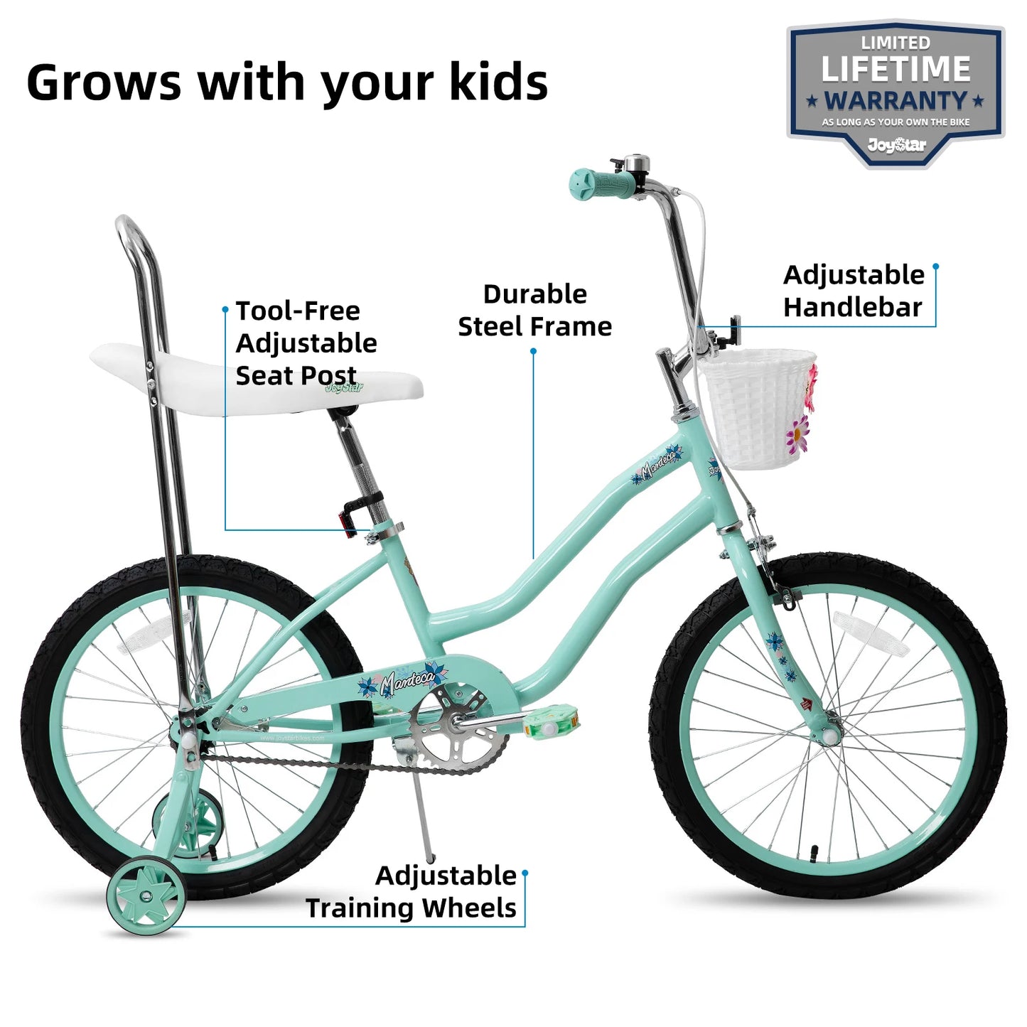 Joystar Girls Bike With Training Wheels Brakes Coaster Brake