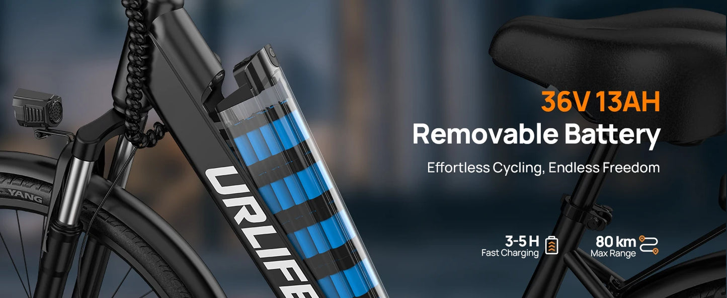 URLIFE 750W E-Bike Commuter 48V 10.4Ah Battery LCD Display