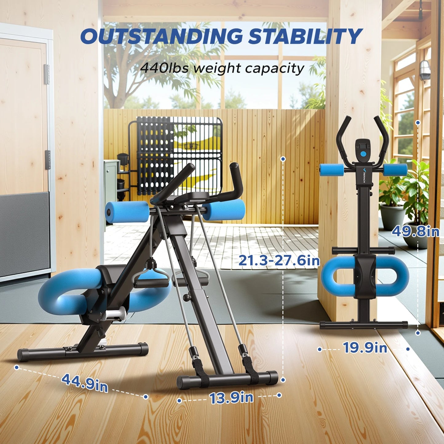 MERACH Ab Machine Adjustable Trainer Foldable Knee Protection Abdominal Exercise