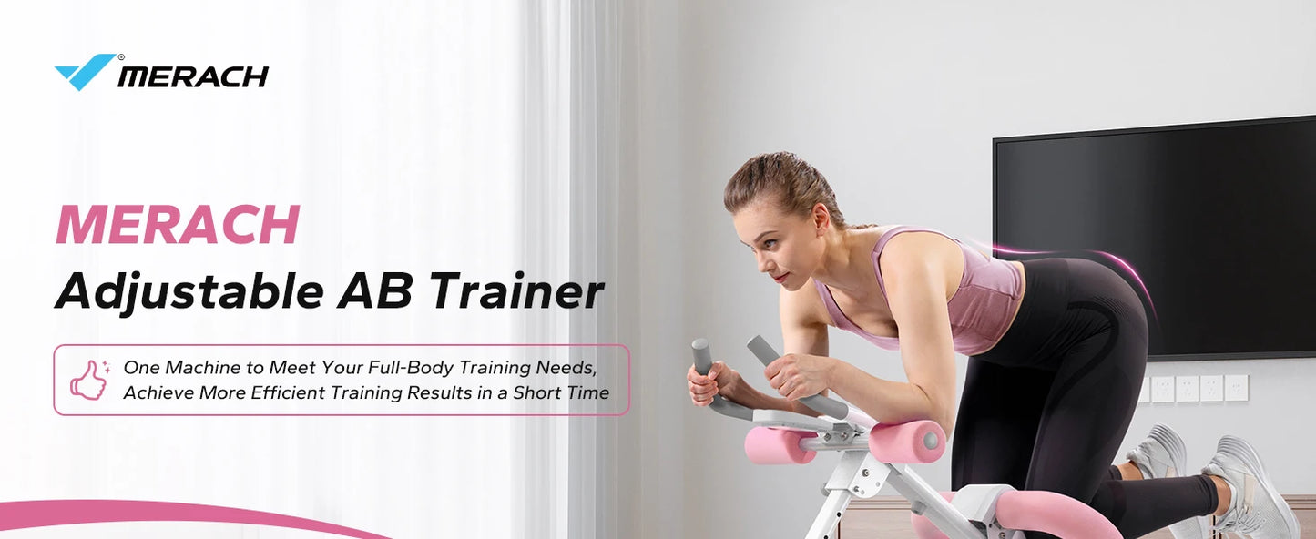 MERACH Ab Machine Adjustable Trainer Foldable Knee Protection Abdominal Exercise