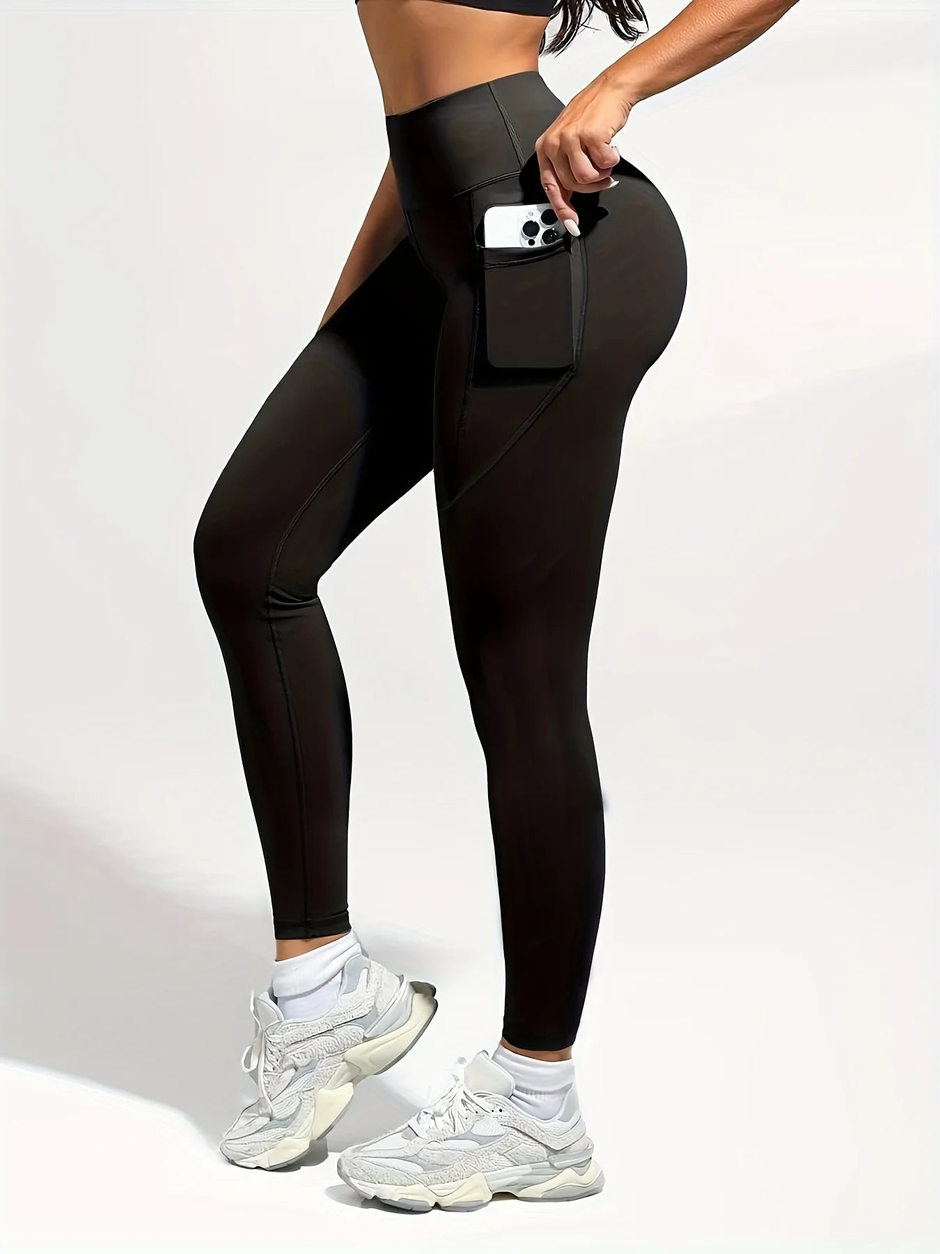 Stretchy Yoga Pants With Front Pocket High Waist For Women