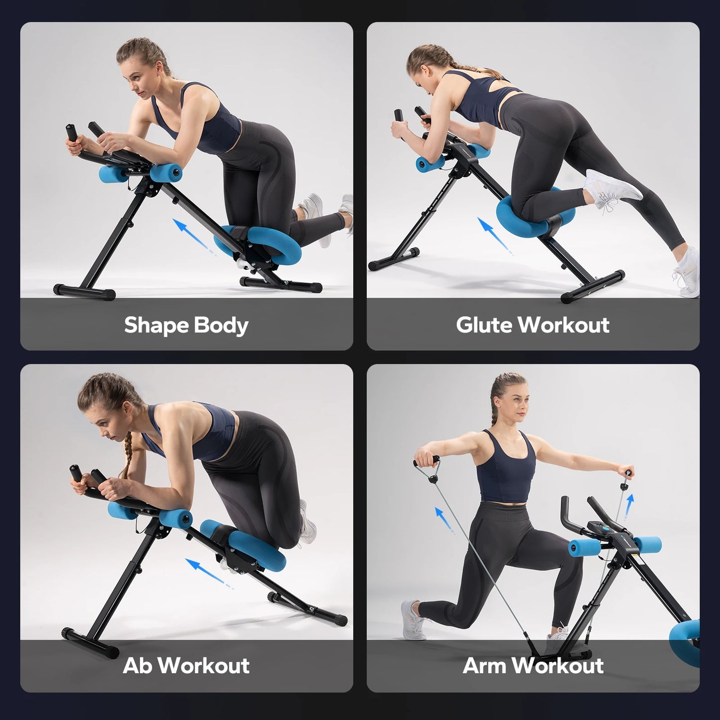 MERACH Ab Machine Adjustable Trainer Foldable Knee Protection Abdominal Exercise
