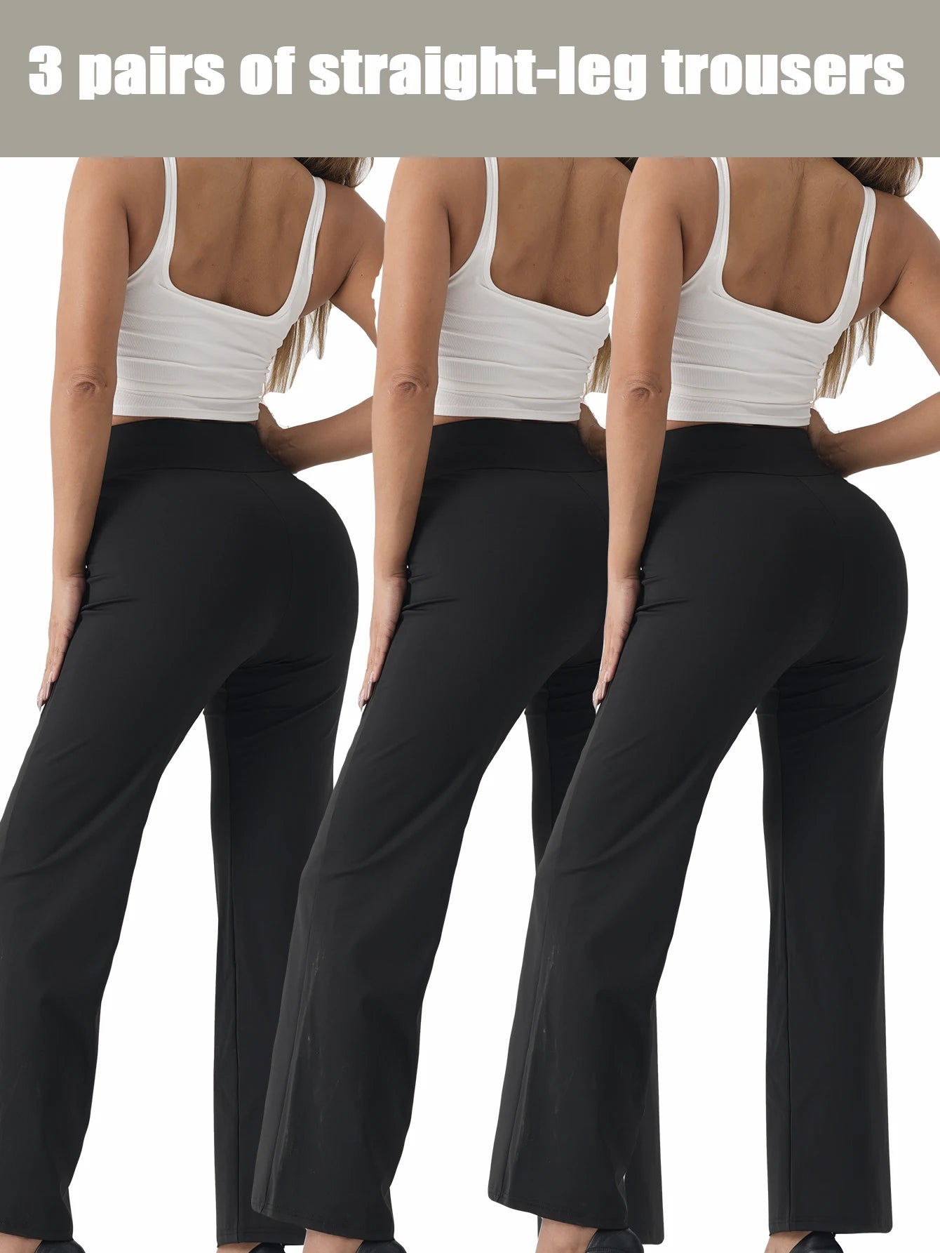 Women's 3 Pack Elastic Waist Knit Wide Leg Yoga Pants