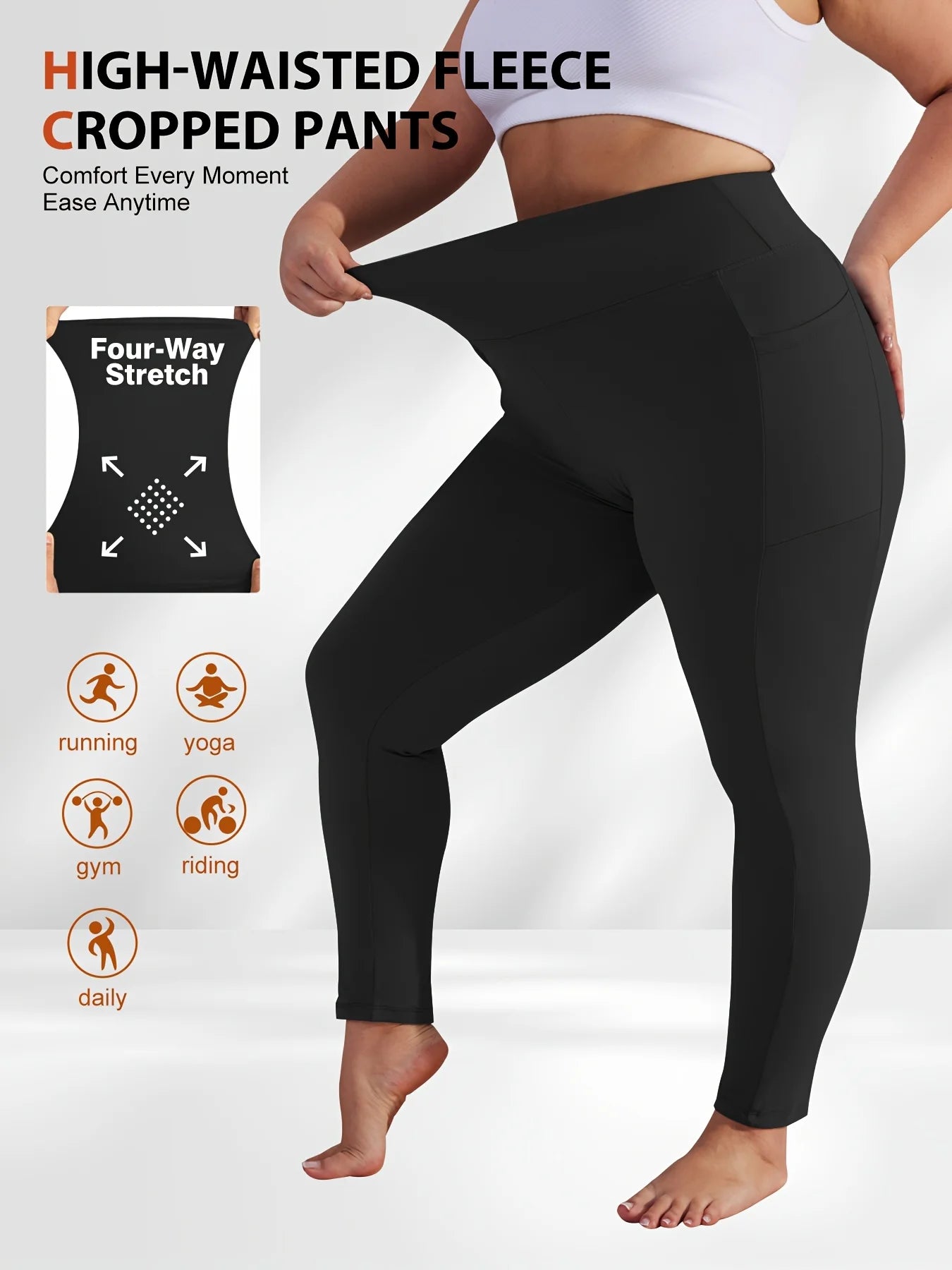 Stretchy Yoga Pants With Front Pocket High Waist For Women