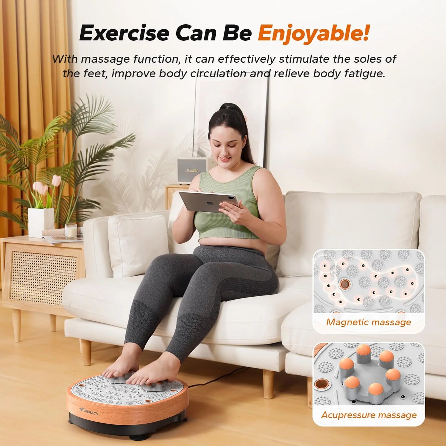 MERACH Vibration Plate Exercise Machine Lymphatic Drainage for Weight Loss