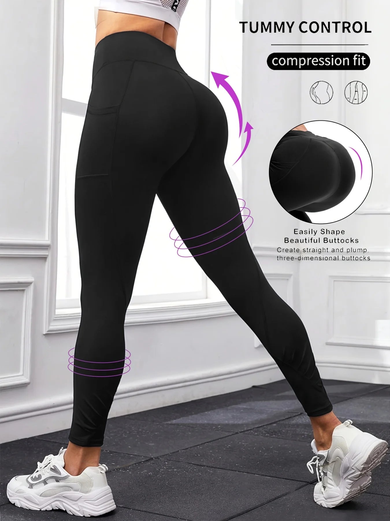 Pocket Yoga Pants For Women High Elasticity With Welt Pockets