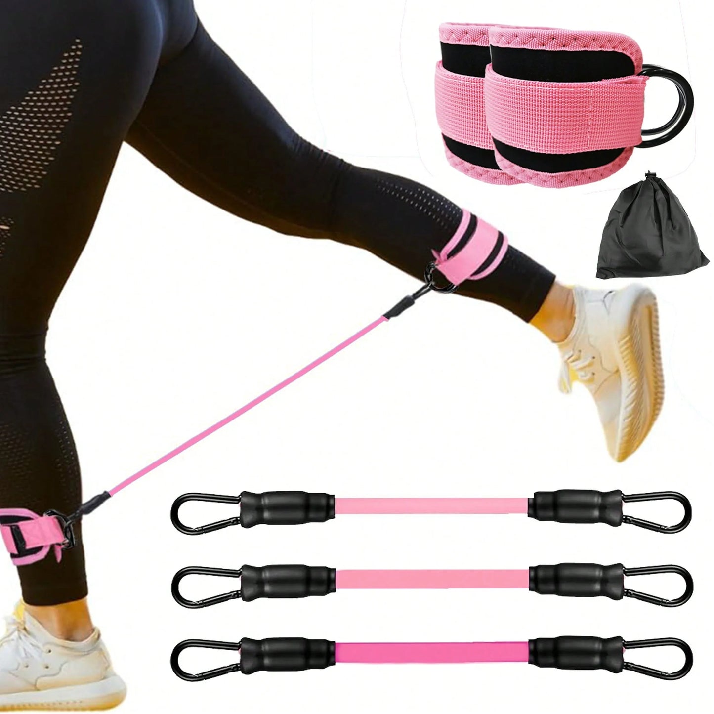Ankle Resistance Bands Set 3pcs Leg Muscle Strength Home Gym