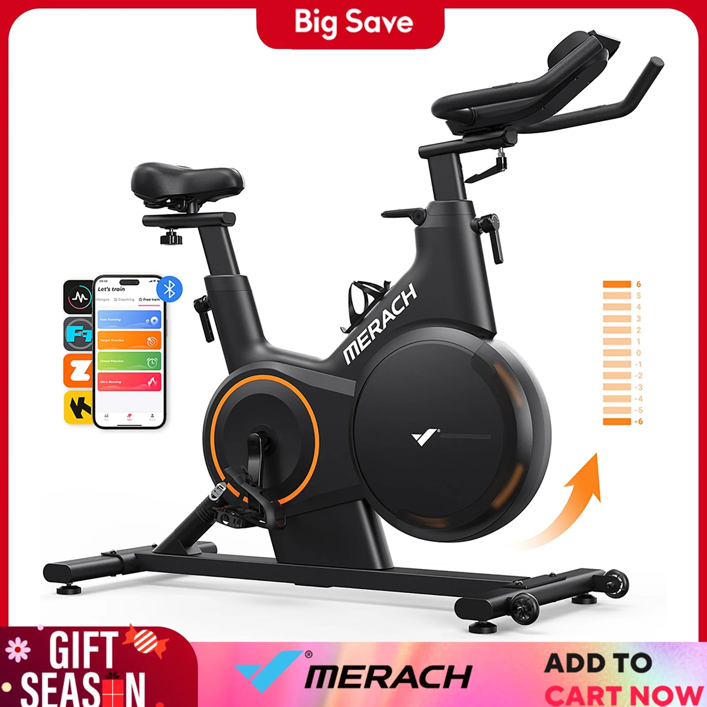 MERACH Smart Magnetic Exercise Bike Indoor Cycling Adjustable Incline Home Use
