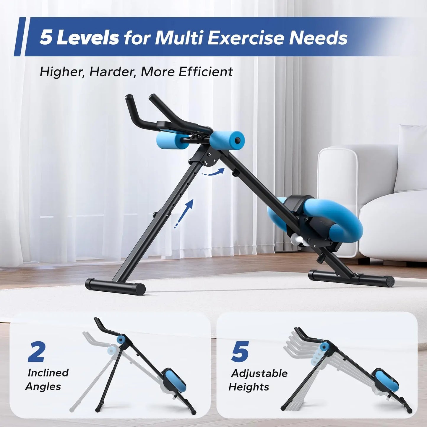 MERACH Ab Machine Adjustable Trainer Foldable Knee Protection Abdominal Exercise