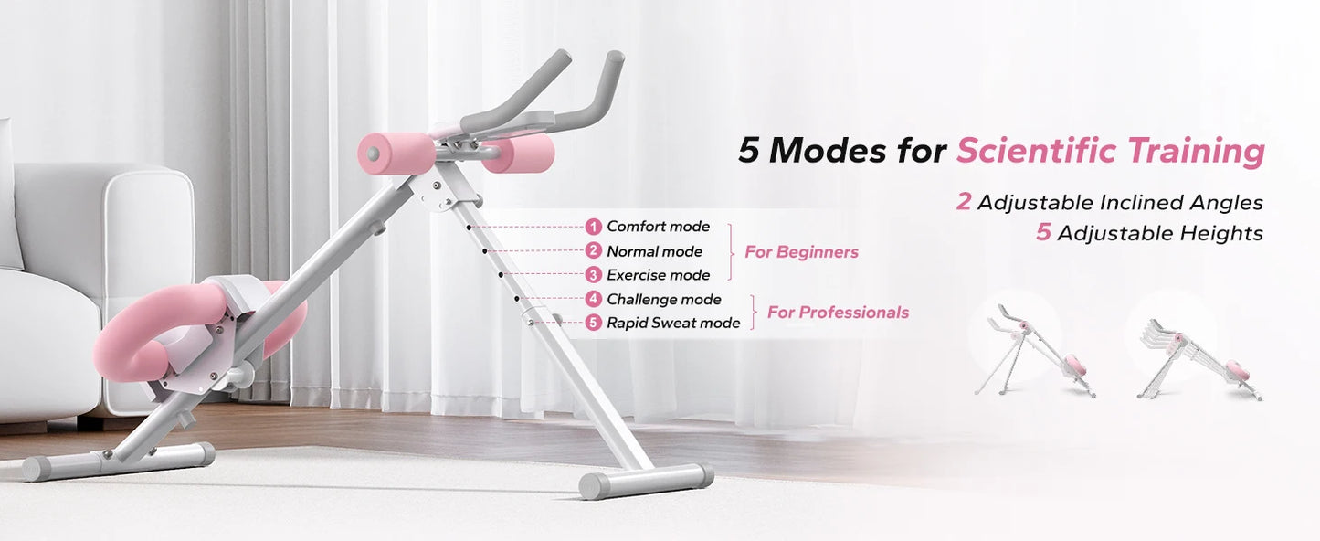 MERACH Ab Machine Adjustable Trainer Foldable Knee Protection Abdominal Exercise