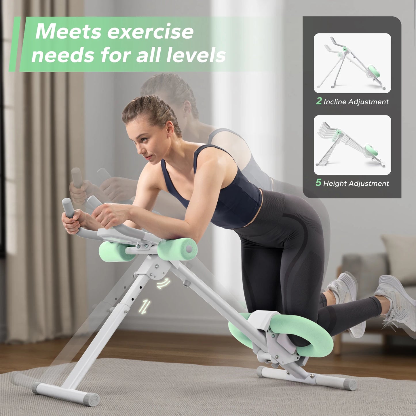 MERACH Ab Machine Adjustable Trainer Foldable Knee Protection Abdominal Exercise
