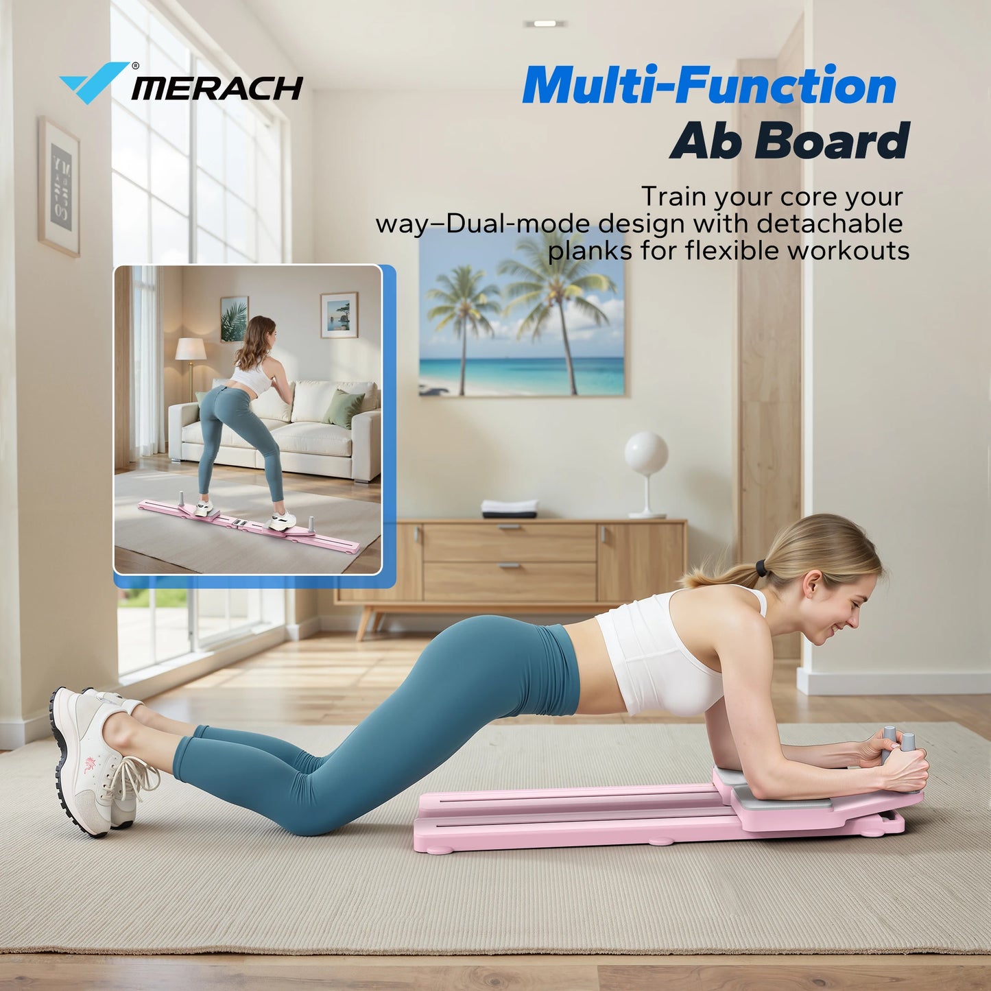MERACH Pilates Board Multifunctional Ab Trainer With Detachable Ab Plate