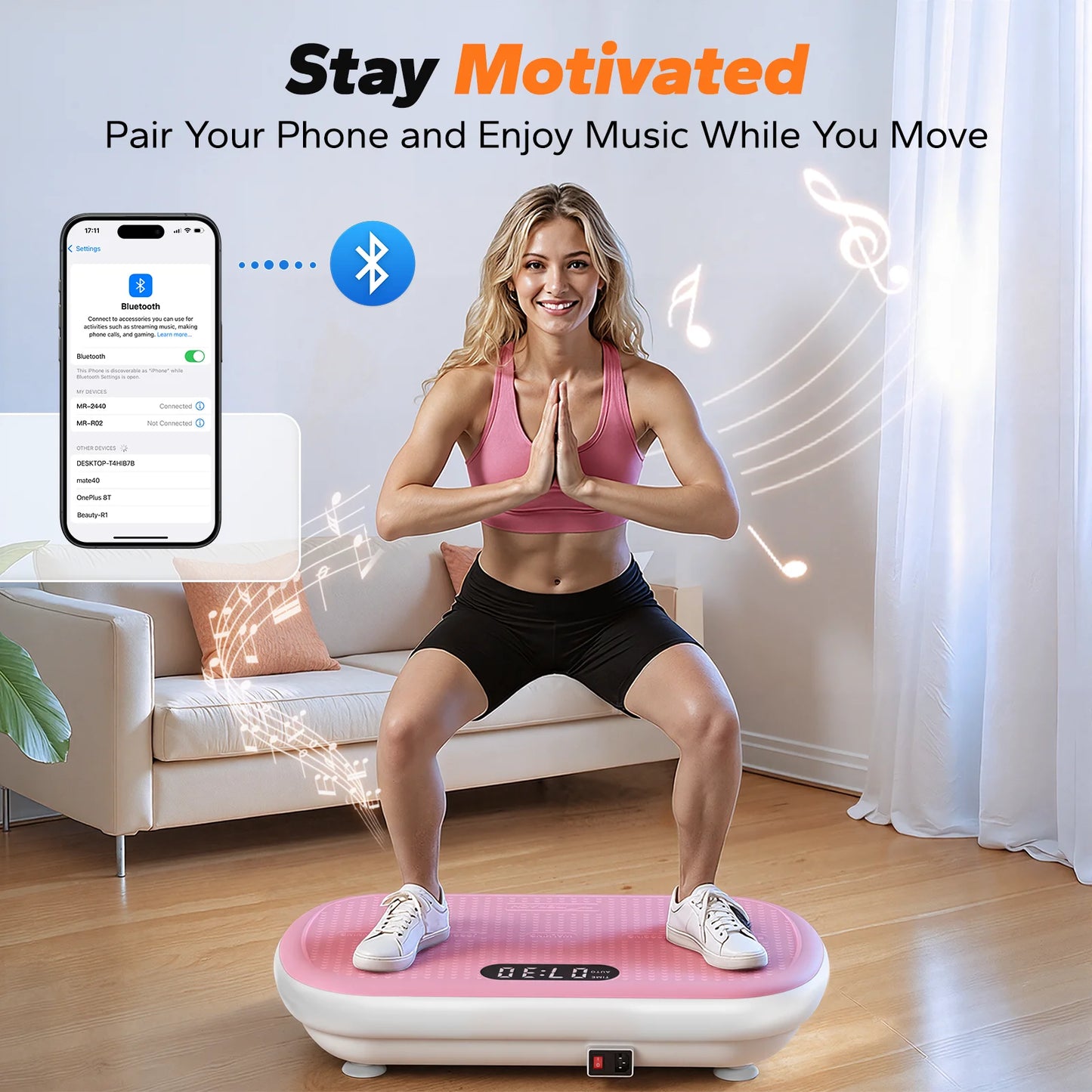 MERACH Vibration Plate Exercise Machine Bluetooth Silicone Pedal Sensor