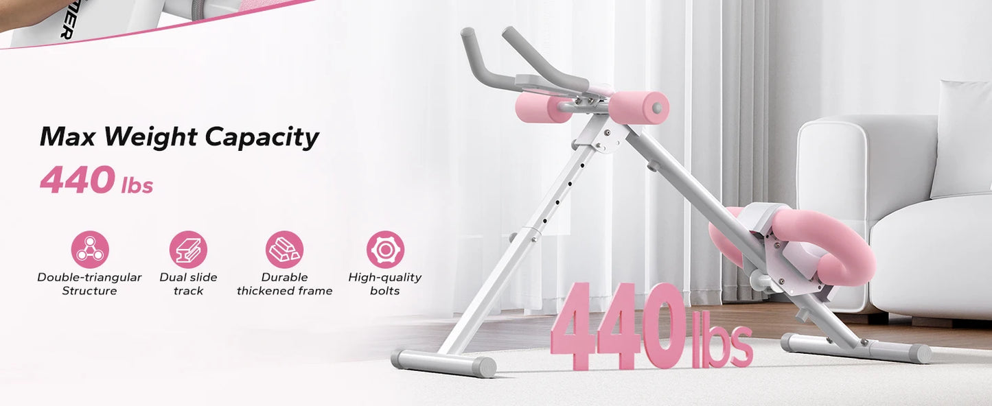 MERACH Ab Machine Adjustable Trainer Foldable Knee Protection Abdominal Exercise
