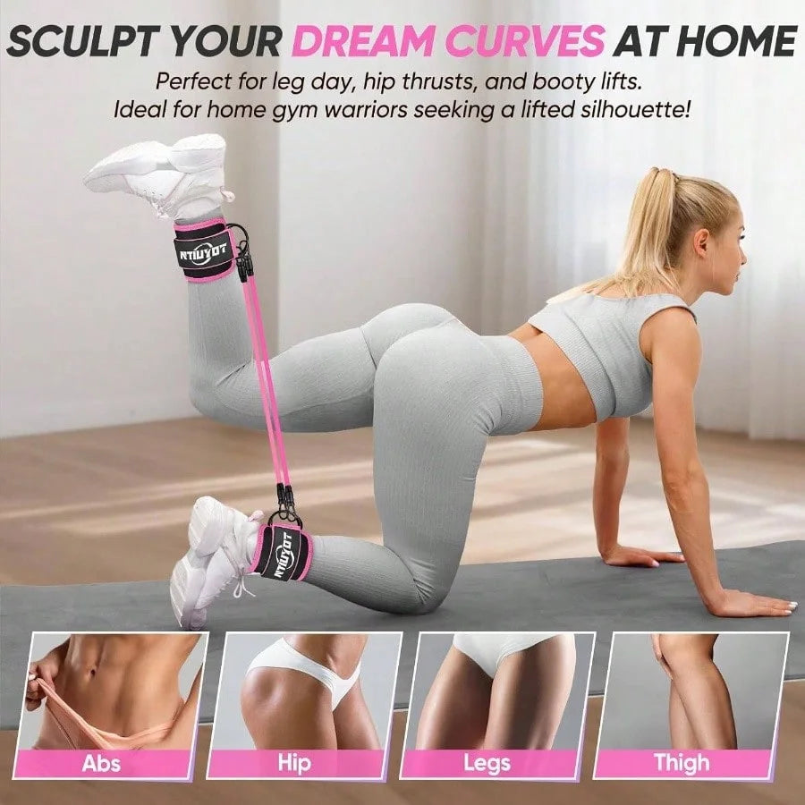 Ankle Resistance Bands Set 3pcs Leg Muscle Strength Home Gym