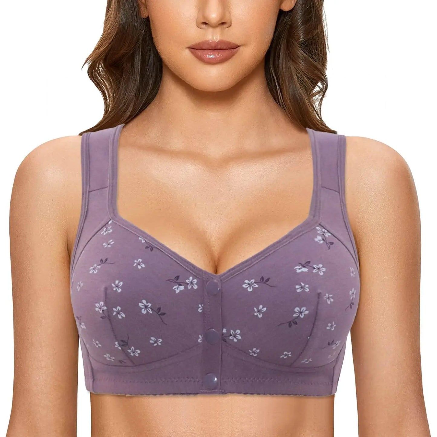 Hicloth Front Buckle Floral Breastfeeding Bra Wireless Support