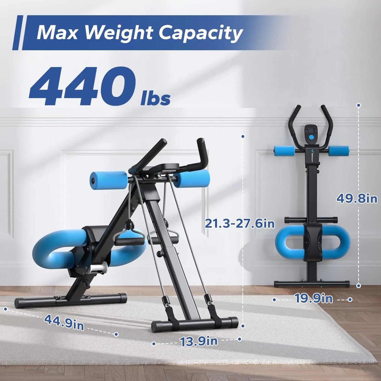 MERACH Ab Machine Adjustable Trainer Foldable Knee Protection Abdominal Exercise